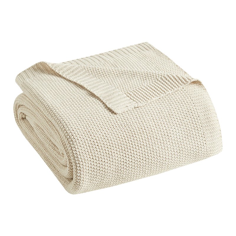 INK+IVY Bree 100 Percent Acrylic Knitted Throw in Ivory Finish