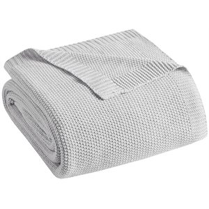 INK+IVY Bree 100 Percent Acrylic Knitted Blanket in Gray Finish
