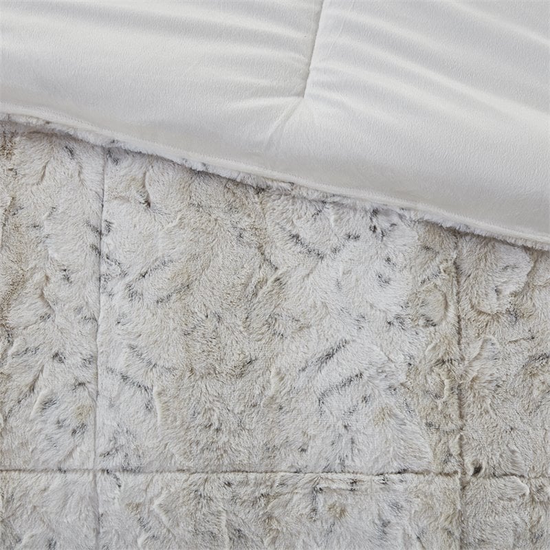 Madison Park 100 Percent Polyester Comforter Set in Snow Leopard White