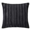Madison Park Polyester Solid Stripe Plaited Long Fur Square Pillow in Black