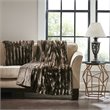 Madison Park Polyester Solid Stripe Plaited Long Fur Square Pillow in Brown