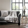 Madison Park Polyester Solid Stripe Plaited Long Fur Square Pillow in Gray