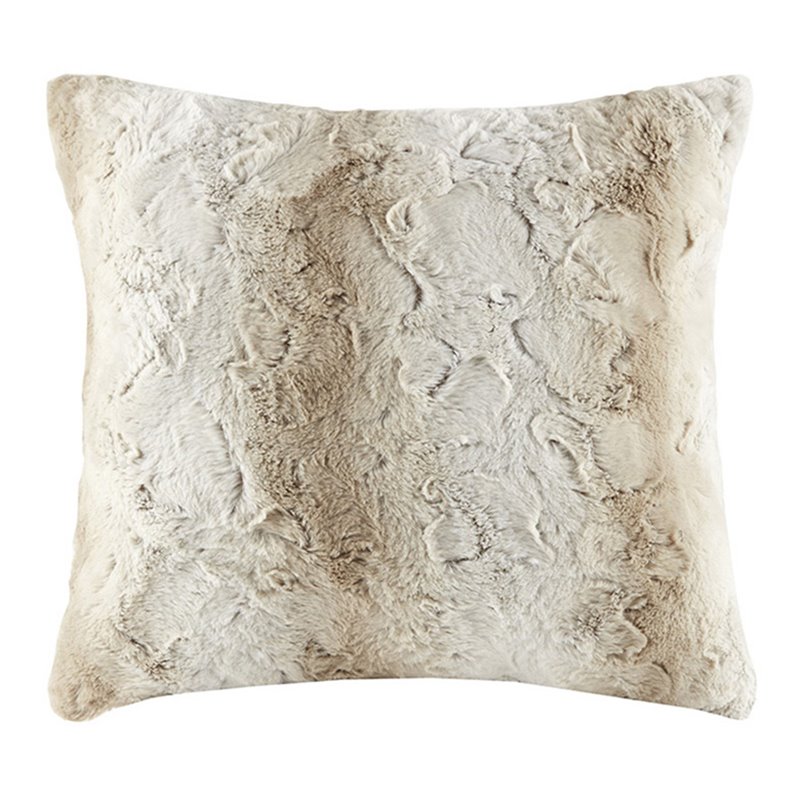 Madison Park Polyester Long Fur Pillow with Knife Edge in Sand Brown