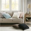 Madison Park Polyester Solid Stripe Plaited Long Fur Pillow in Blue