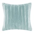 Madison Park Polyester Solid Stripe Plaited Long Fur Pillow in Blue