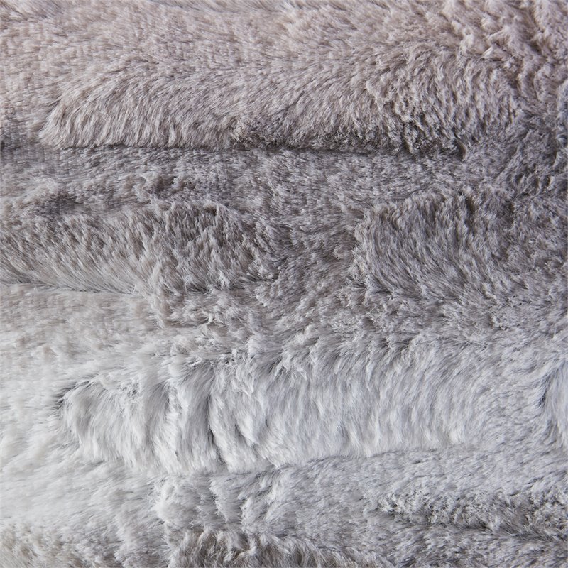 Madison Park Polyester Long Fur Pillow with Knife Edge in Blush Pink/Gray