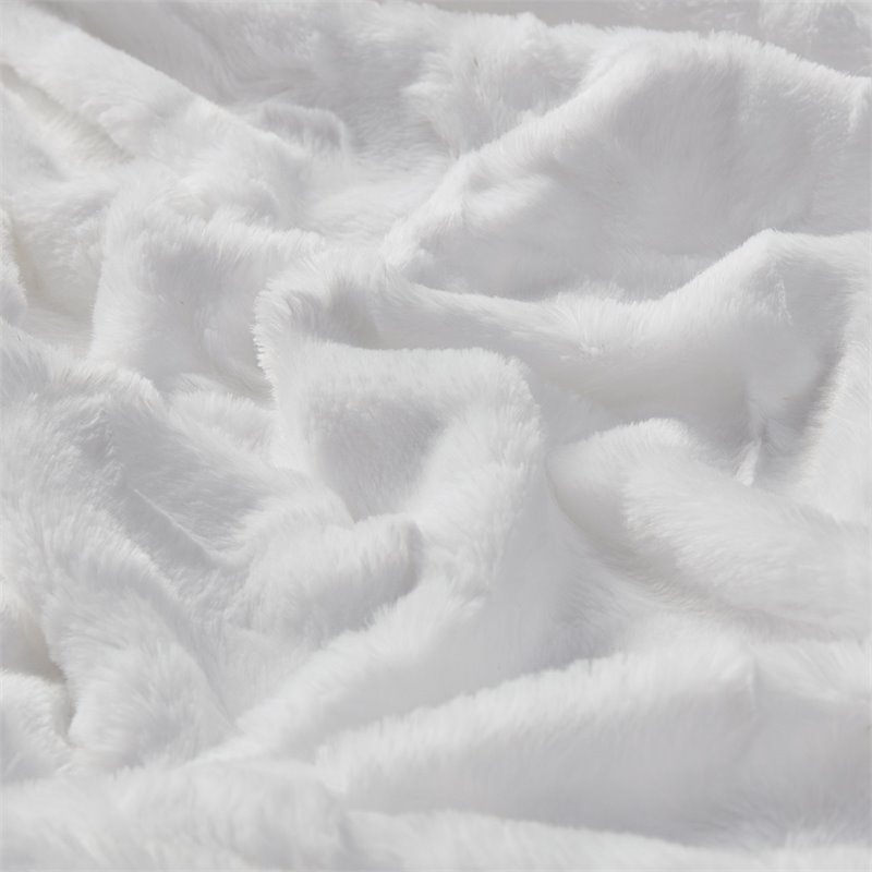 Madison Park 100 Percent Polyester Solid Brushed Long Fur Throw in White