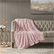 Madison Park 100 Percent Polyester Solid Brushed Long Fur Throw in Blush Pink
