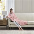 Madison Park 100 Percent Polyester Solid Brushed Long Fur Throw in Blush Pink