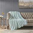 Madison Park 100 Percent Polyester Solid Brushed Long Fur Throw in Aqua Blue
