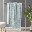 Madison Park 100 Percent Polyester Solid Brushed Long Fur Throw in Aqua Blue