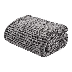 Madison Park 100 Percent Acrylic Chunky Twice Knit Throw in Charcoal