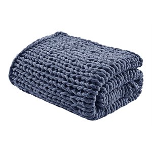 Madison Park 100 Percent Acrylic Chunky Twice Knit Throw in Indigo Blue