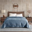Woolrich Polyester Solid Berber Brushed Blanket w/ Crystal Velvet Binding - Blue