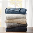 Woolrich Polyester Solid Berber Brushed Blanket w/ Crystal Velvet Binding - Blue