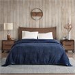 Woolrich Polyester Solid Berber Brushed Blanket w/ Crystal Velvet Binding - Navy