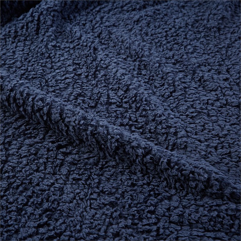 Woolrich Polyester Solid Berber Brushed Blanket w/ Crystal Velvet Binding - Navy