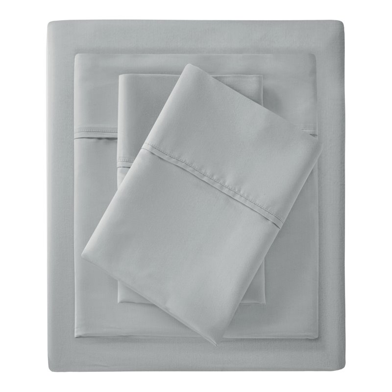 Madison Park Contemporary Cotton Polyester Solid Pillowcase in Gray
