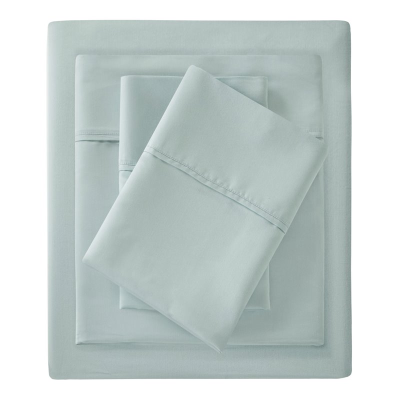 Madison Park Contemporary Cotton Polyester Solid Pillowcase in Seafoam