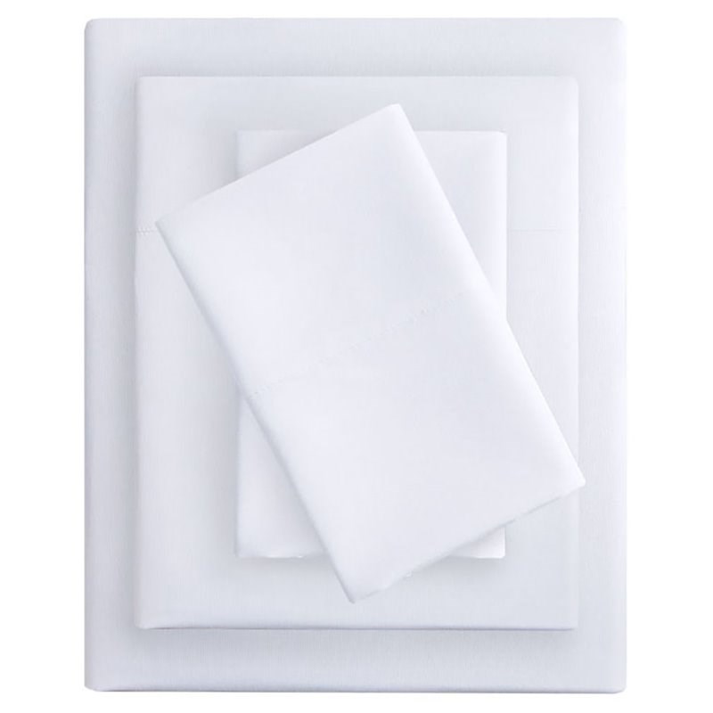 Intelligent Design Polyester Microfiber Fabric Solid Sheet Set in White
