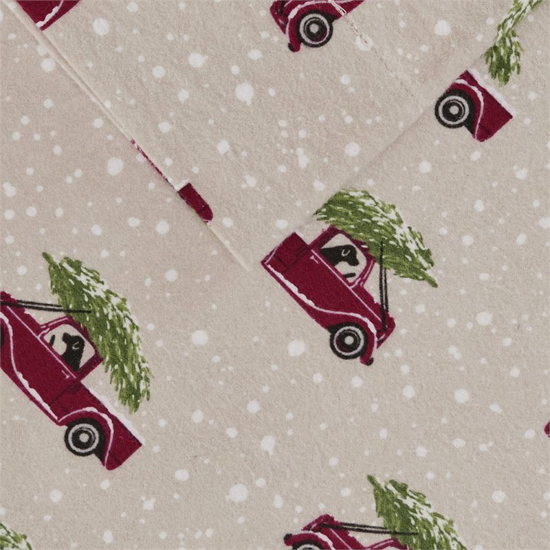 Woolrich 100 Percent Cotton Flannel Printed Sheet Set in Tan Cars