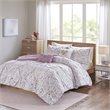 Intelligent Design Polyester Printed and Pintucked Comforter Set in Plum