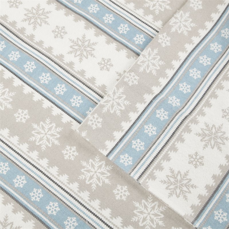 Woolrich Farmhouse 100 Percent Cotton Flannel Sheet Set in Blue Snowflake