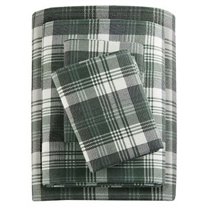 Woolrich Farmhouse 100 Percent Cotton Flannel Queen Sheet Set in Green Plaid