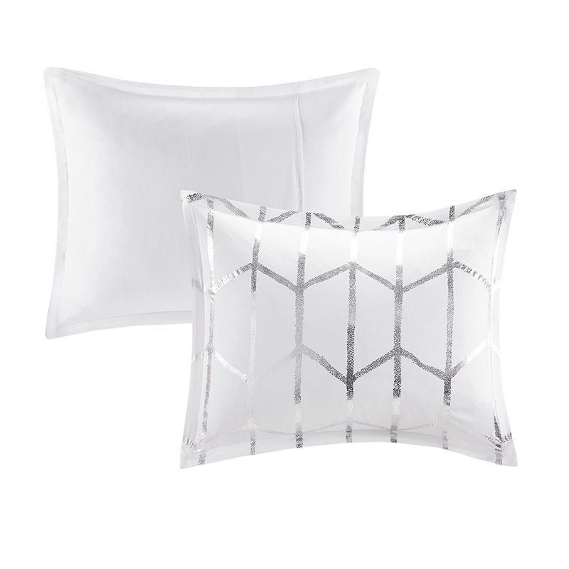 Intelligent Design 5-Piece Polyester Metallic Comforter Set in White/Silver