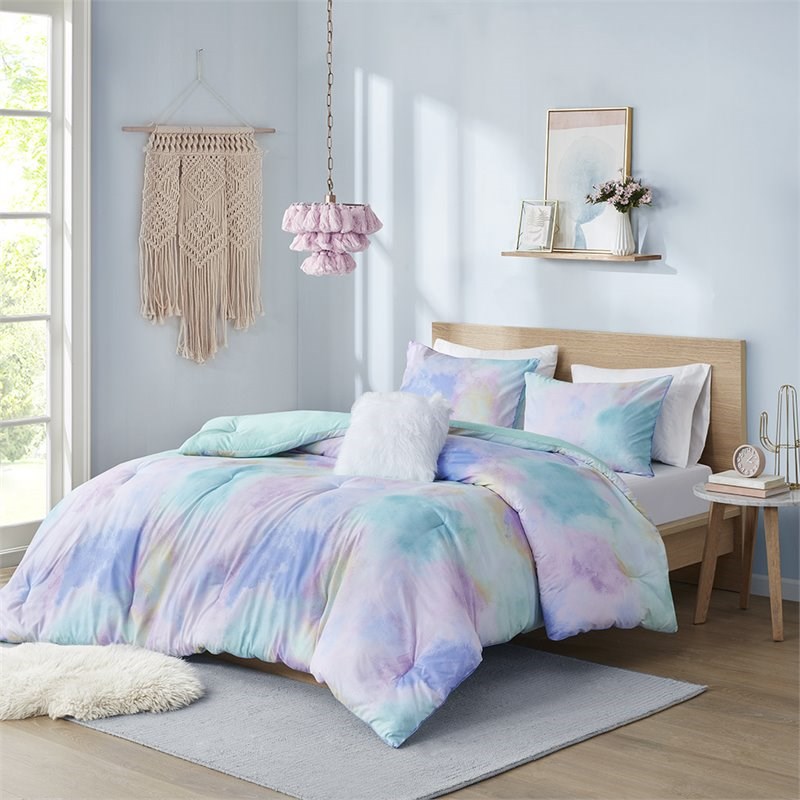 Intelligent Design 100 Percent Polyester Printed Comforter Set in Aqua