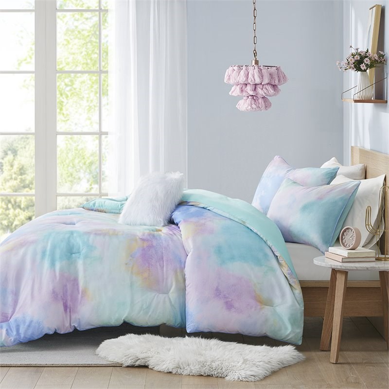Intelligent Design 100 Percent Polyester Printed Comforter Set in Aqua