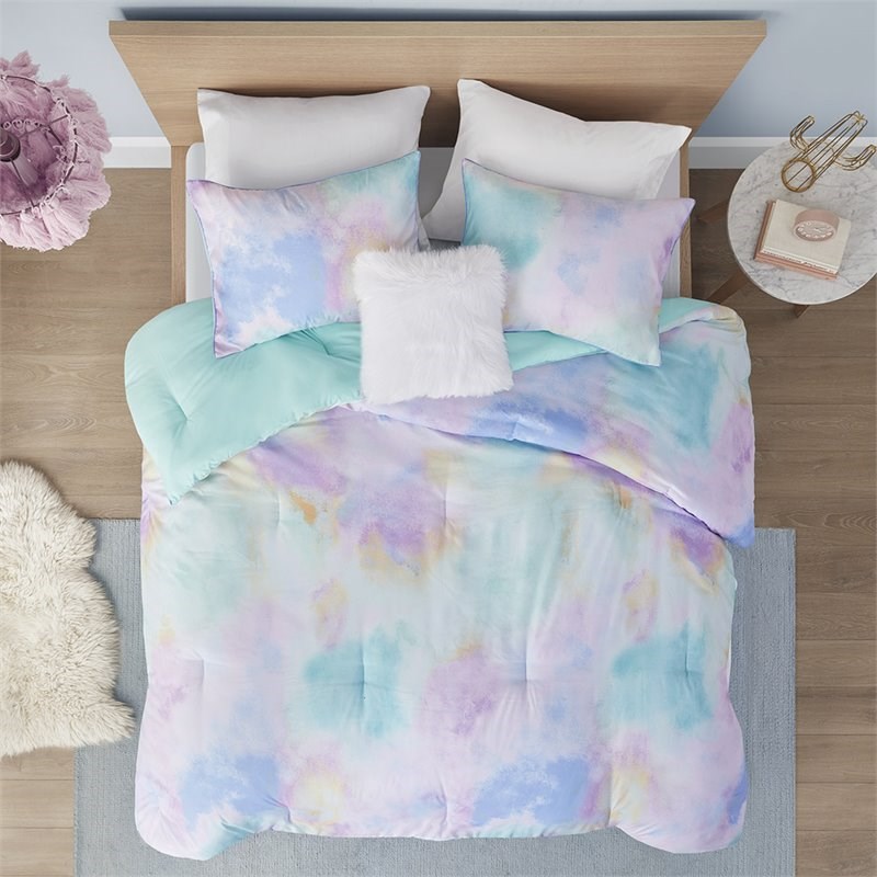 Intelligent Design 100 Percent Polyester Printed Comforter Set in Aqua