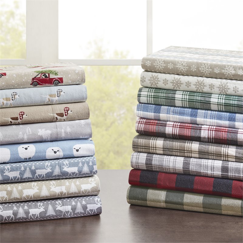 Woolrich Contemporary 100 Percent Cotton Printed Sheet Set in Blue Sheep