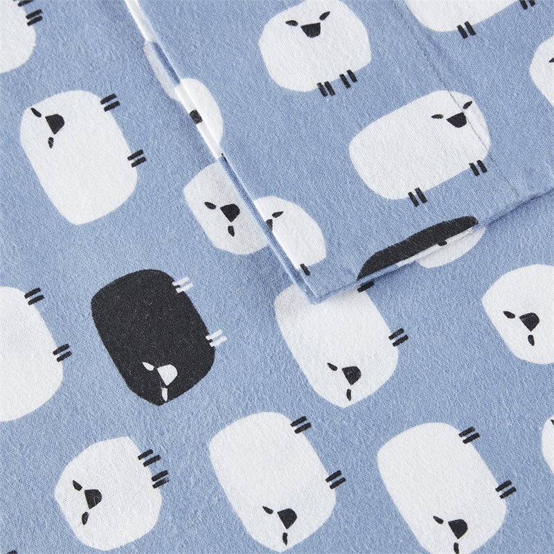 Woolrich Contemporary 100 Percent Cotton Printed Sheet Set in Blue Sheep