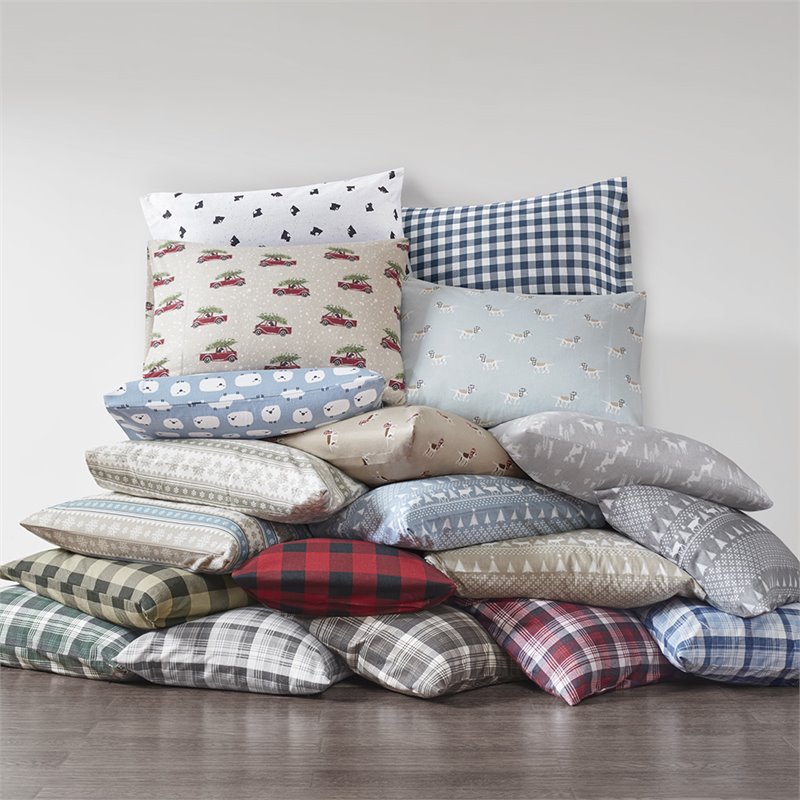 Woolrich 100 Percent Cotton Printed Queen Sheet Set in Red/Black Buffalo Check