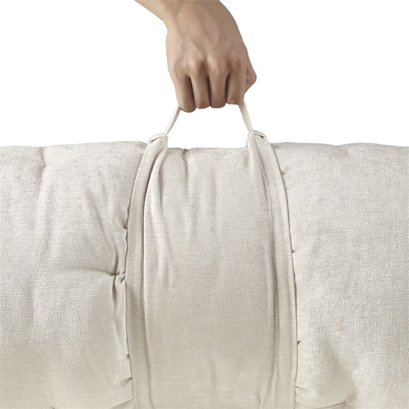 Intelligent Design Polyester Chenille Long Floor Cushion in Ivory