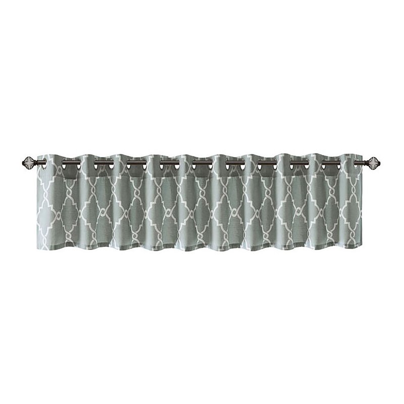 Madison Park Modern Polyester Cotton Rayon Fretwork Printed Valance in Seafoam
