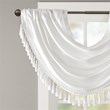 Madison Park Polyester Faux Silk Solid Waterfall Embellished Valance in White