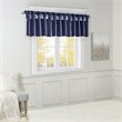 Madison Park Polyester Lightweight Faux Silk Valance with Beads in Navy