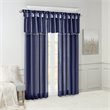 Madison Park Polyester Lightweight Faux Silk Valance with Beads in Navy