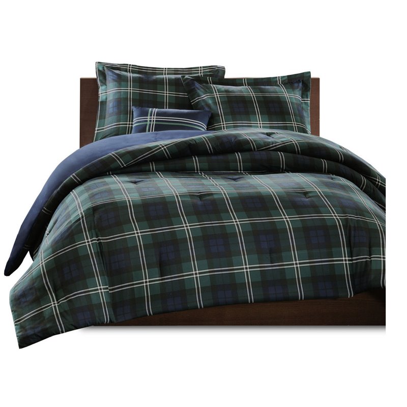 Mi Zone 100 Percent Polyester Peach Skin Printed Comforter Set in Blue