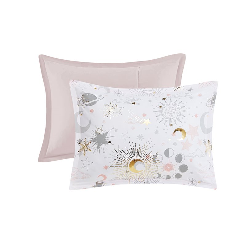 Modern 100 Percent Polyester Printed Comforter Set in Blush-Gold