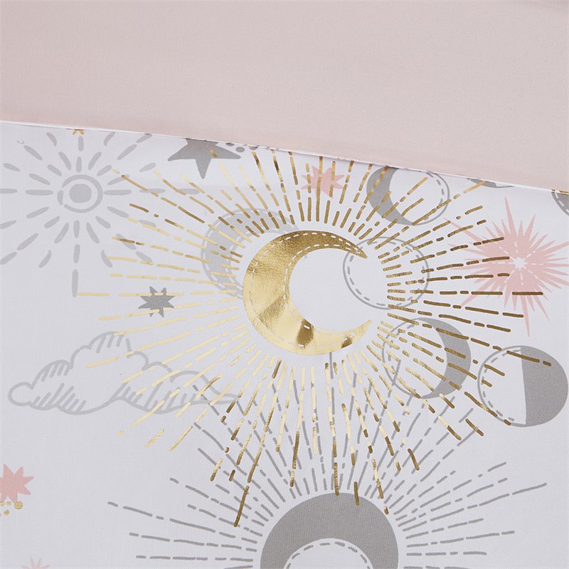 Modern 100 Percent Polyester Printed Comforter Set in Blush-Gold