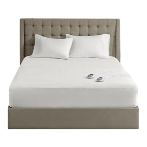 Serta 39x75&quot Polyester Fabric Waterproof Heated Mattress Pad in White