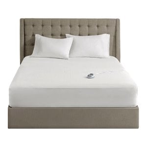 Serta 39x80&quot Polyester Fabric Waterproof Heated Mattress Pad in White