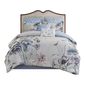 Madison Park 104&quot 8-Piece Cotton Printed Comforter Set in Blue