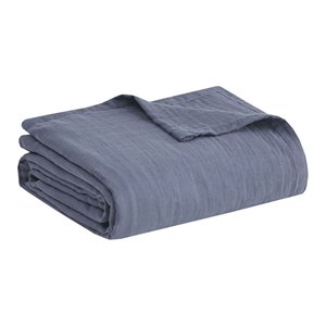 Clean Spaces 108&quot Transitional Cotton Solid Gauze Blanket in Blue
