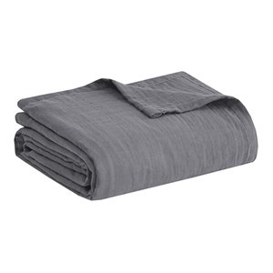 Clean Spaces 108&quot Transitional Cotton Solid Gauze Blanket in Charcoal