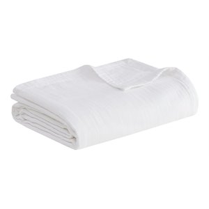 Clean Spaces 90&quot Transitional Cotton Solid Gauze Blanket in White
