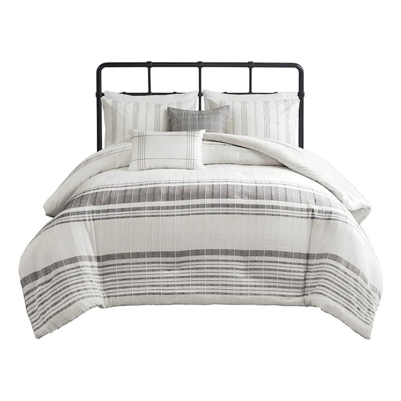 Harbor House 5-Piece Jacquard Transitional Cotton Duvet Set in White